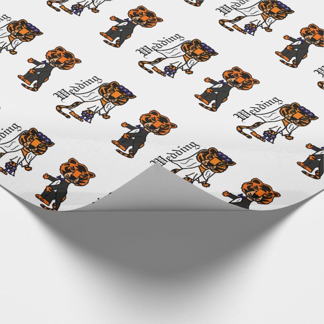 Papier Cadeau Amusante mariée et Groom Tiger Art Mariage (Coin)
