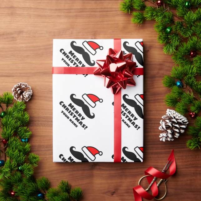 Papier Cadeau Amusante moustache du Père Noël coutume Noël  (Cadeau de vacances)