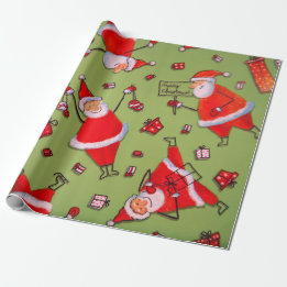 Papier Cadeau Amusement avec Père Noël