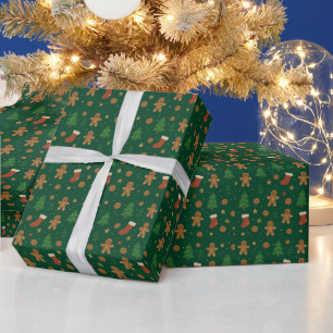 Papier Cadeau Amusement de Noël au pain d'épices