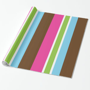 Papier Cadeau Amusement Multi Couleurs Bandes Colorées Brillante