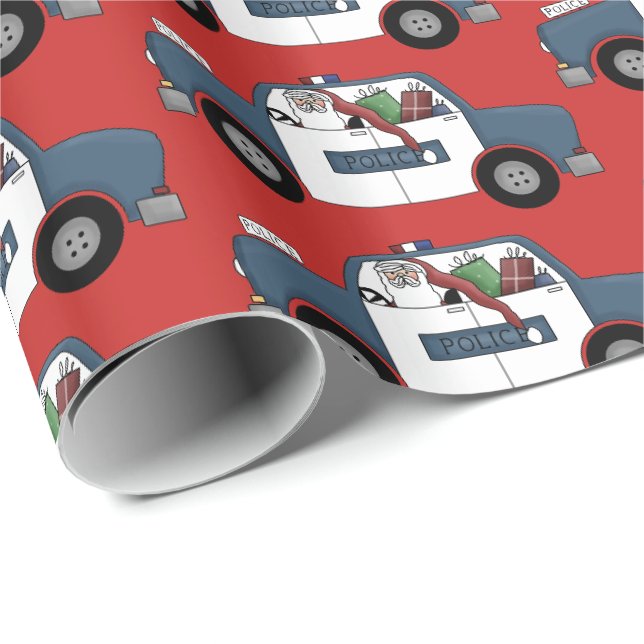 Papier Cadeau Amusement Père Noël conduisant l'enveloppe de (Coin rond)