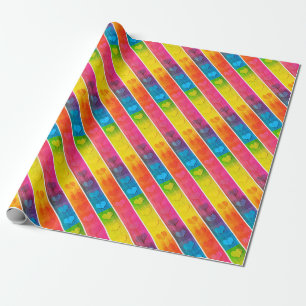 Papier Cadeau [Amusez-vous avec les rayures] Motif #6c Coeurs ar