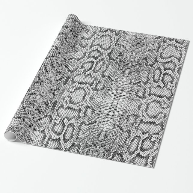 Papier Cadeau Anaconda noir blanc Exotique (Déroulé)