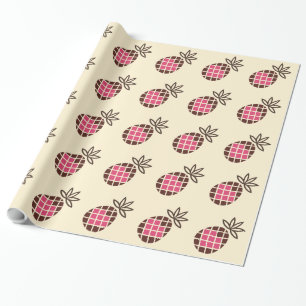 Papier Cadeau Ananas au chocolat avec motif de coeur rose