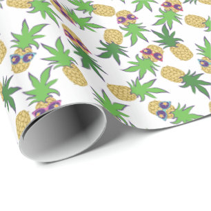 Papier Cadeau Ananas avec lunettes de soleil Motif