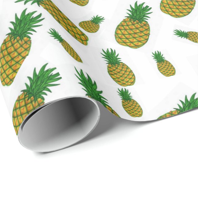 Papier Cadeau Ananas en papier brillant (Coin rond)