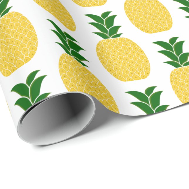 Papier Cadeau Ananas jaune (Coin rond)