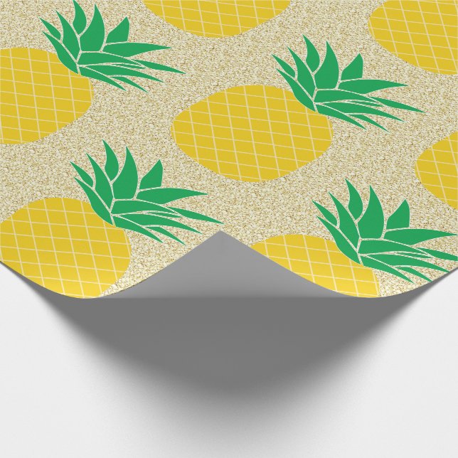 Papier Cadeau Ananas Parties scintillant d'or (Coin)