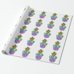 Papier Cadeau Ananas rétro boho avec lunettes de soleil