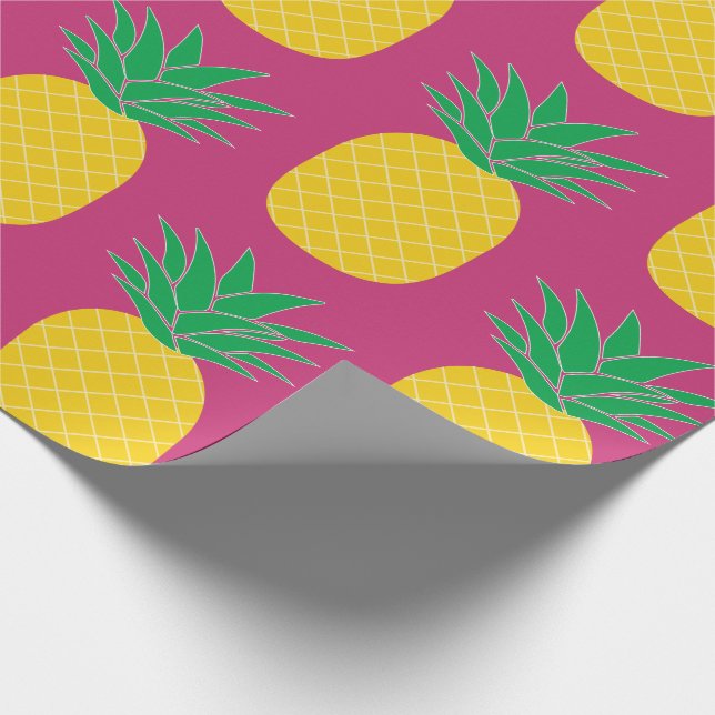 Papier Cadeau Ananas rose Tropical (Coin)