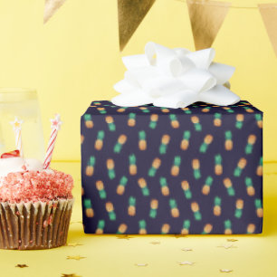Papier Cadeau Ananas Sur Marine