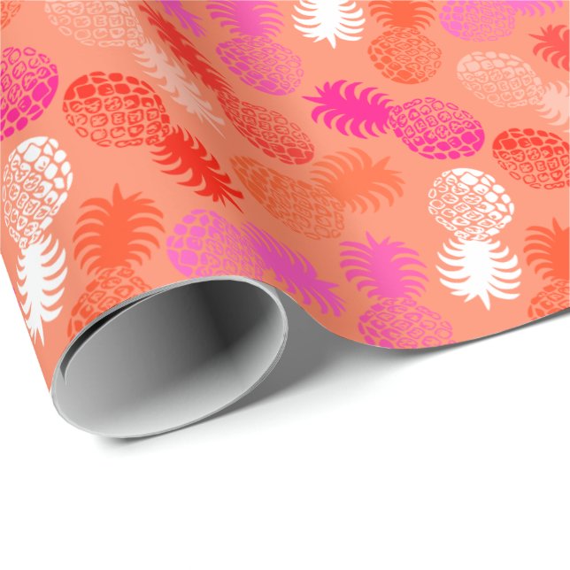 Papier Cadeau Ananas tropical de Momona Hawaiian (Coin rond)