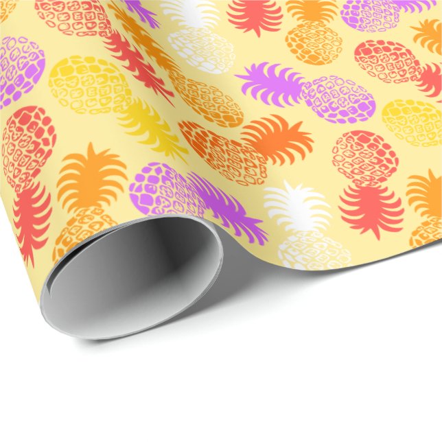 Papier Cadeau Ananas tropical de Momona Hawaiian (Coin rond)