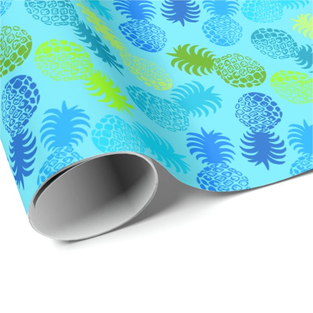 Papier Cadeau Ananas tropical de Momona Hawaiian (Coin rond)