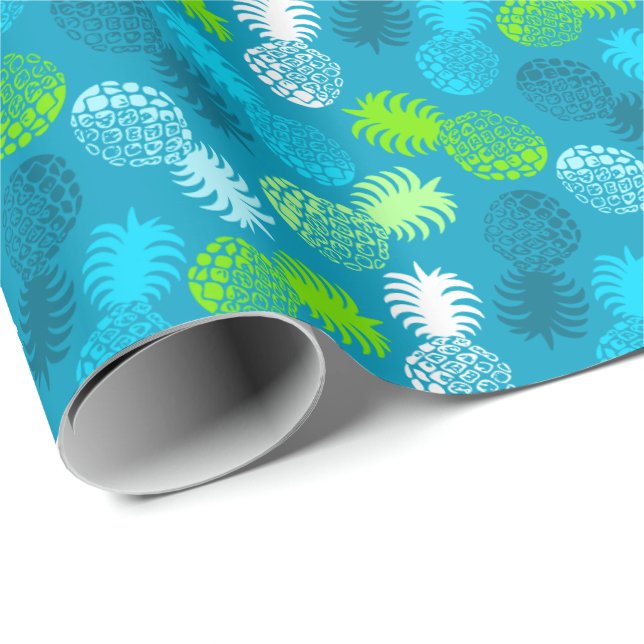 Papier Cadeau Ananas tropical de Momona Hawaiian (Coin rond)