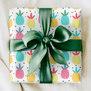Papier Cadeau Ananas Tropical moderne Colorful Summer Girly