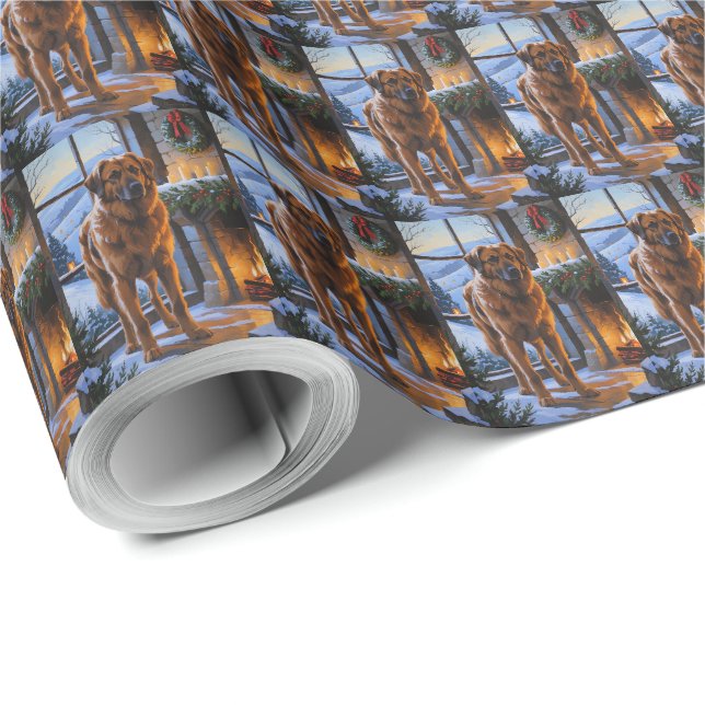 Papier Cadeau Anatolian Shepherd With Christmas Lights Holiday (Coin rond)