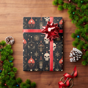 Papier Cadeau Ancien crâne gothique victorien ornement de Noël