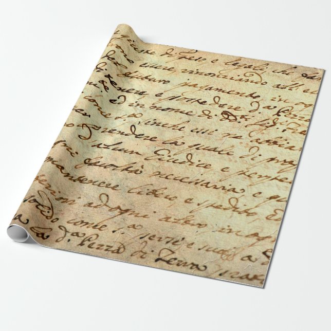 Papier Cadeau Ancien manuscrit du 1700 siècle écrit à l'encre  (Déroulé)