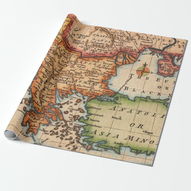 Papier Cadeau Ancien Motif de cartes (Déroulé)