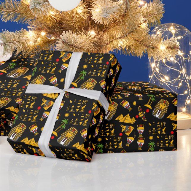 Papier Cadeau Ancien Motif égyptien Hiéroglyphique Arrière - pla (Vacances)