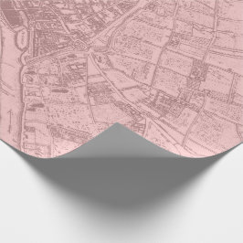 Papier Cadeau Ancien Plan Paris Mauve Lilac Blush Pink Royal Map