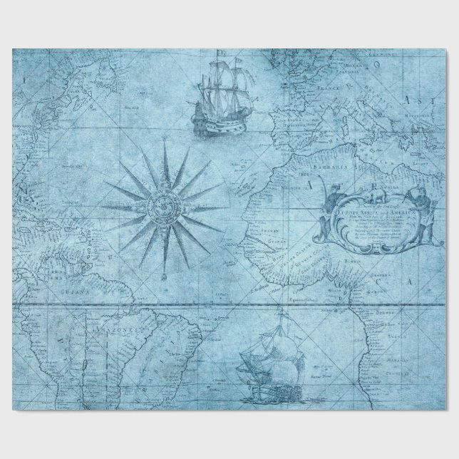 Papier Cadeau Ancienne carte. (Plat)