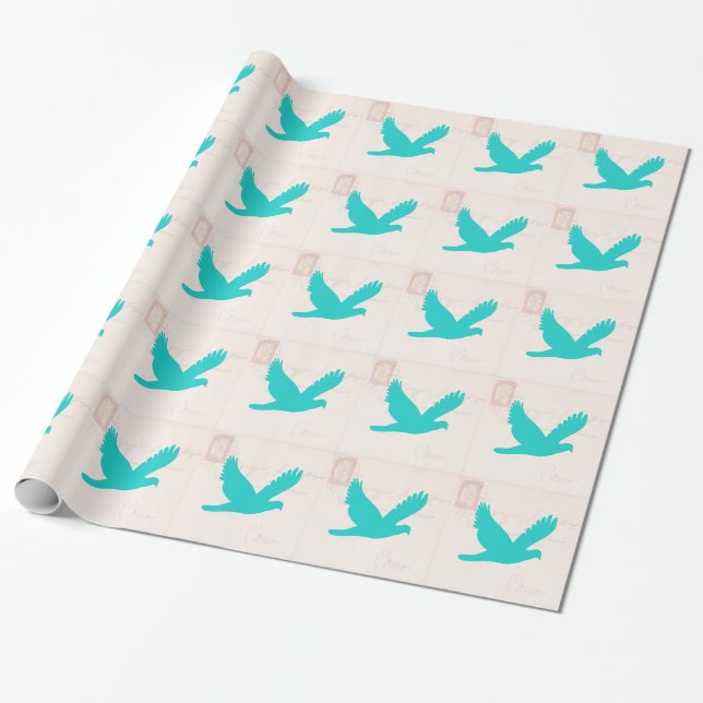 Papier Cadeau Ancienne lettre avec Bird Silhouette (Déroulé)