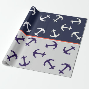 Papier Cadeau Ancre blanche Arrière - plan bleu Capitaine Océan