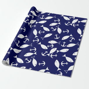Papier Cadeau Ancre blanche Blue Arrière - plan capitaine Sea Fi