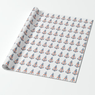 Papier Cadeau Ancre de garçon nautique papier d'enveloppement d'