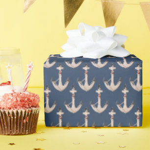 Papier Cadeau Ancre Nautique Avec Corde