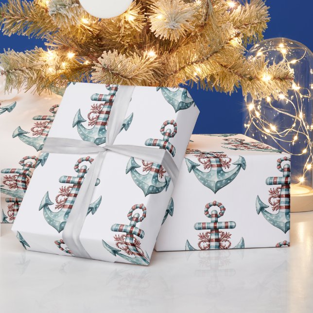 Papier Cadeau Ancre nautique Papier d'enveloppement de Noël (Vacances)