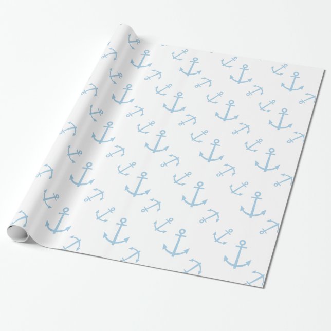 Papier Cadeau Ancres bleues et blanches (Déroulé)