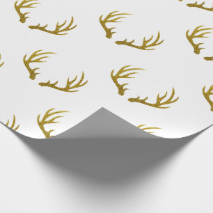 Papier Cadeau Andouillers rustiques élégants et de Faux d'or d