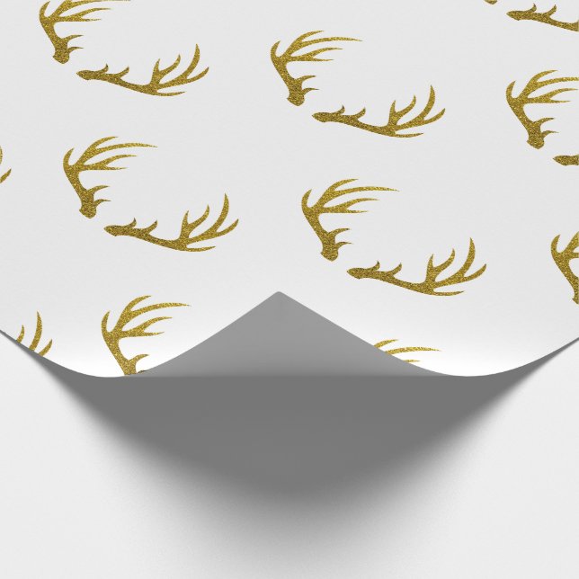 Papier Cadeau Andouillers rustiques élégants et de Faux d'or de (Coin)