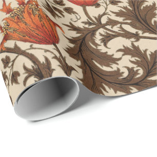 Papier Cadeau Anémone, beige, brun et rouille de William Morris