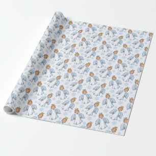 Papier Cadeau Ange blanc et bleu de Noël
