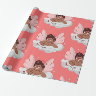 Papier Cadeau ange-chérubin africain valentines cupidon noir