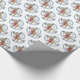 Papier Cadeau Ange de neige Chien Amusant mignon Noël Vacances a