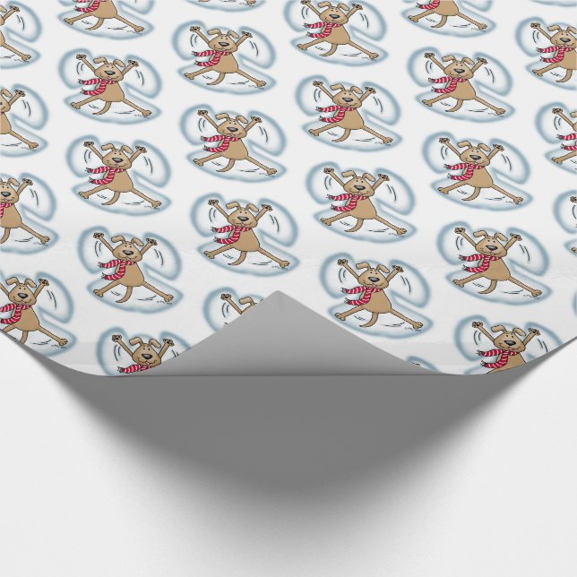 Papier Cadeau Ange de neige Chien Amusant mignon Noël Vacances a (Coin)