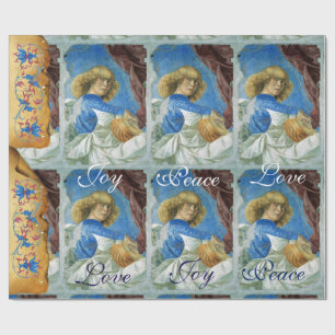 PAPIER CADEAU ANGE DE NOËL MUSICALE, JOYER LA PAIX AMOUR PARCHEM