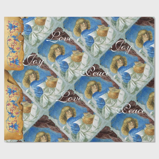 PAPIER CADEAU ANGE DE NOËL MUSICALE, JOYER LA PAIX AMOUR PARCHEM (Plat)