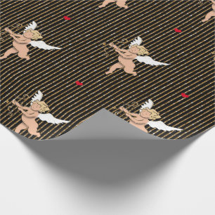 Papier Cadeau Ange de Saint Valentin sur bandes de parties scint