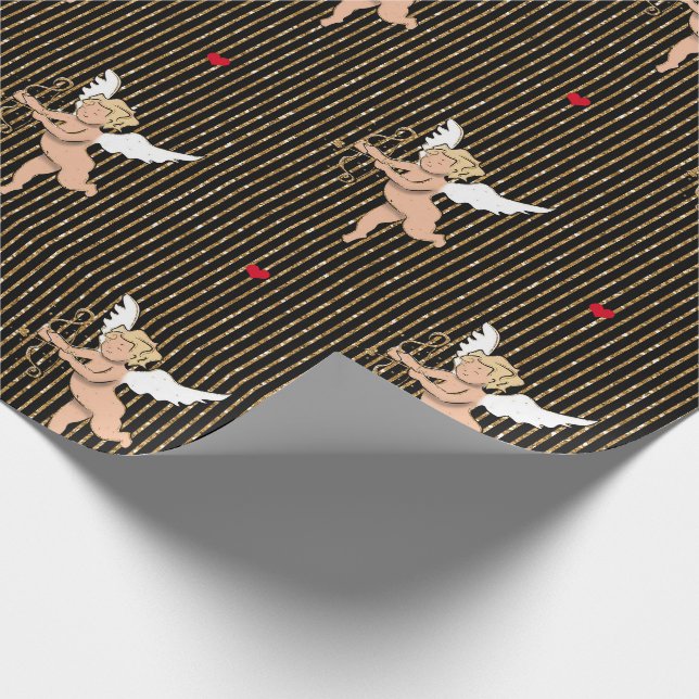 Papier Cadeau Ange de Saint Valentin sur bandes de parties scint (Coin)