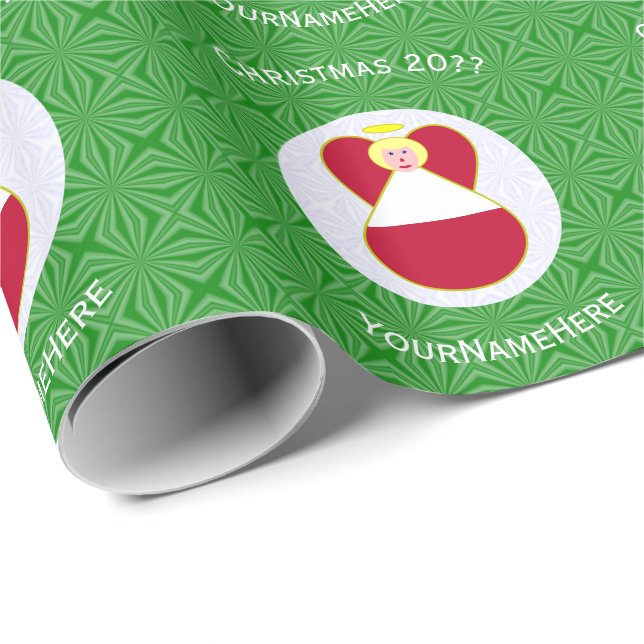 Papier Cadeau Ange drapeau autrichien Noël Personnalisé (Coin rond)