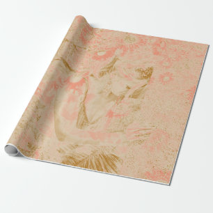 Papier Cadeau Angel Elégant Céleste Sepia Rose Floral Antique
