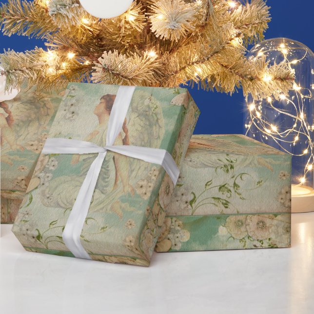 Papier Cadeau Angel Fleurs blanches Ciel bleu (Vacances)