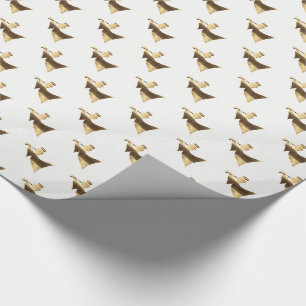 Papier Cadeau Angel jouant à Trumpet Gold White Christmas